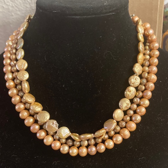 Luxurious Multi-Strand Gold and Brown Necklace